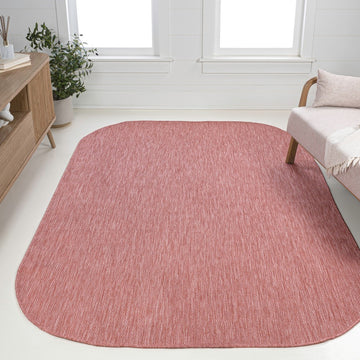 Miles Modern Minimalist Radius Corner Solid Indoor/Outdoor Area Rug